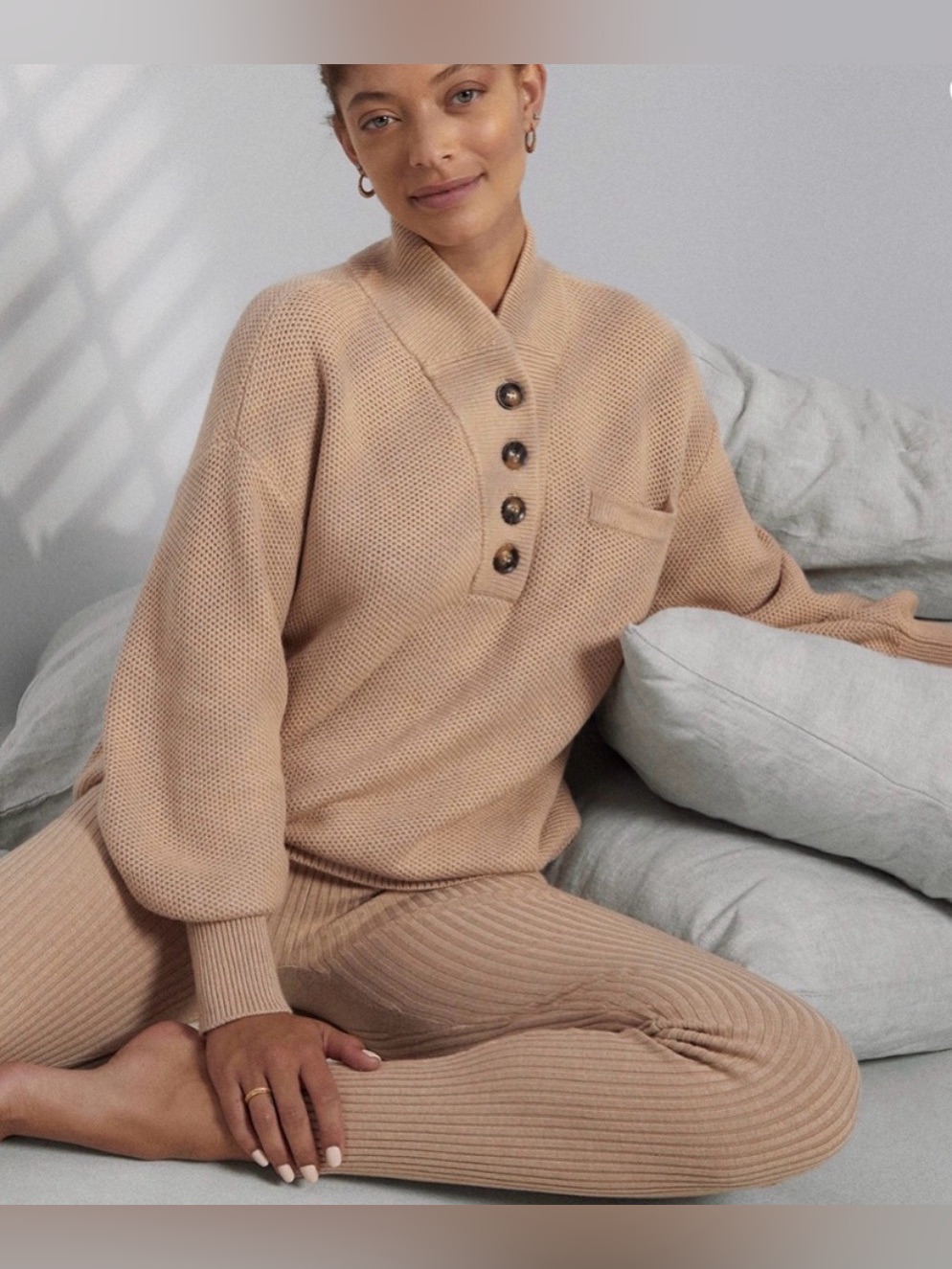 Lunya Cozy Cotton Silk Pocket Henley